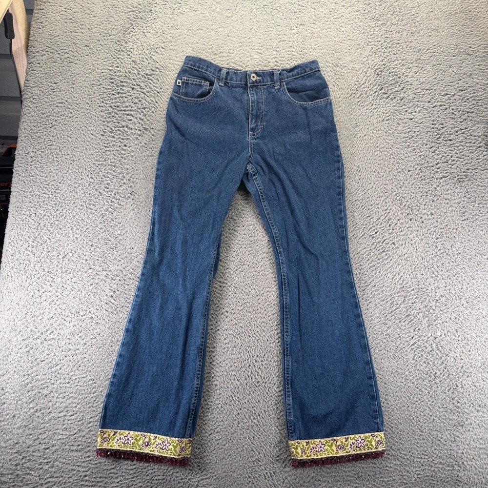 Vintage Gasoline Jeans Women's 16 Blue Cotton Denim Flared Leg Travel Workwear